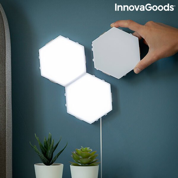 Sæt med Modulære magnetiske og touch LED-paneler Tilight InnovaGoods (Pakke med 3)