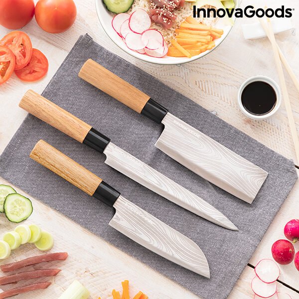 Sæt med japanske knive med professionel bæretaske Damas·Q InnovaGoods