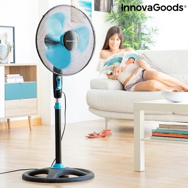 Fritstående ventilator InnovaGoods Ø 40 cm 50W Sort blå